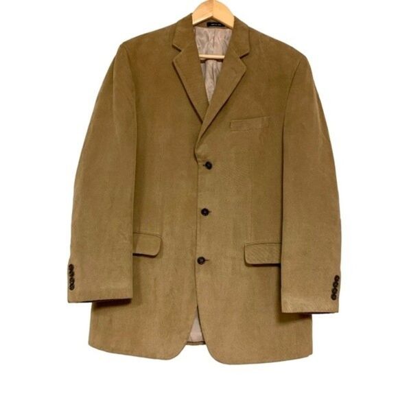 Calvin Klein Tan Taupe Brown Delicate Corduroy Blazer Sport Coat Fall Jacket 40L - Picture 3 of 10